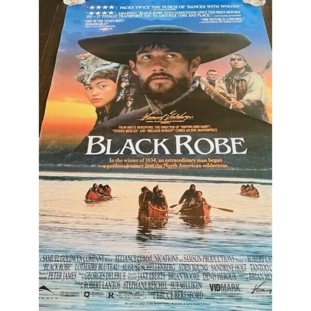 Movie Theater Cinema Poster vtg Lobby Card 1991 Black Robe Lothaire Bluteau wall